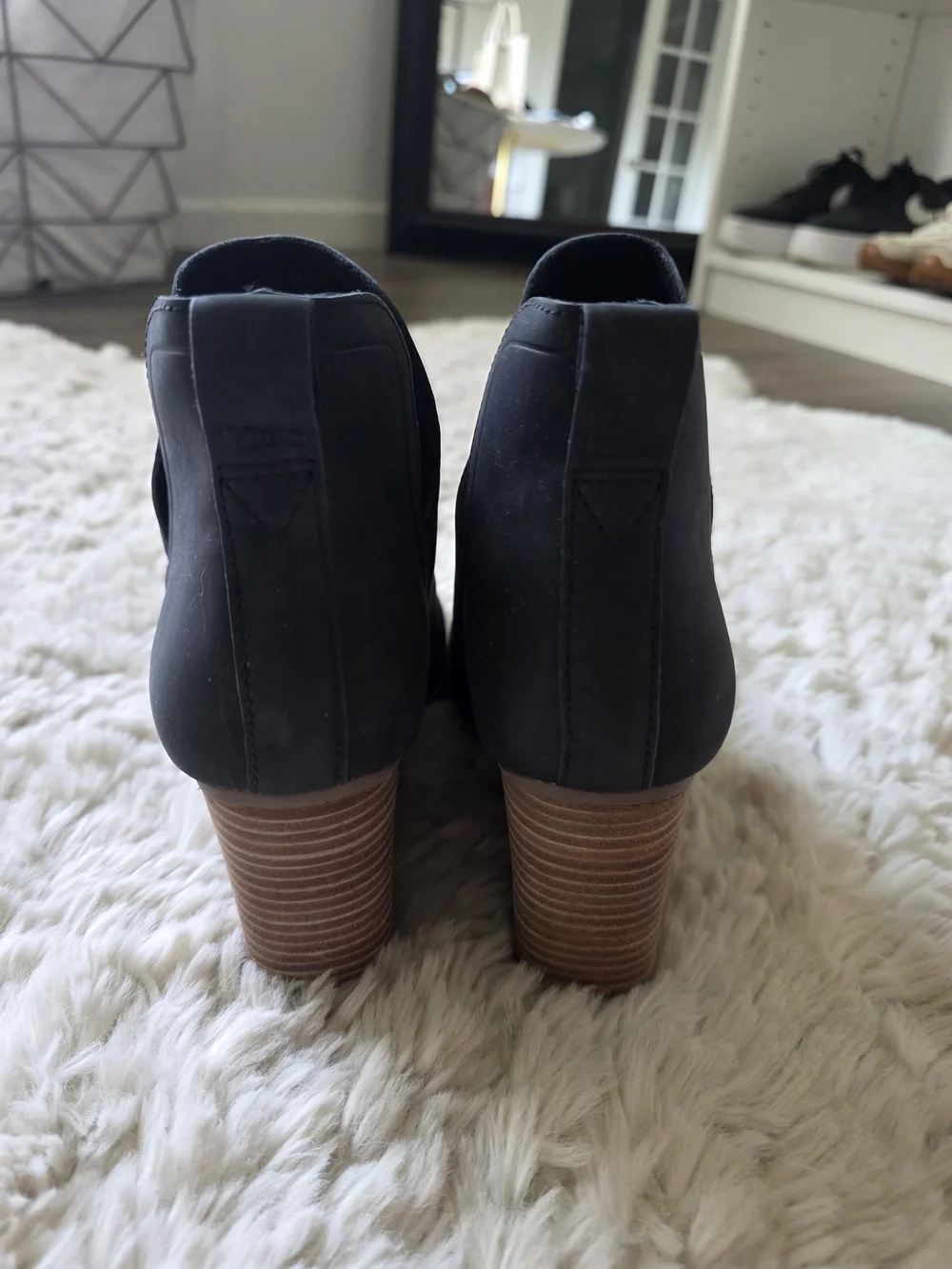 Women’s Charcoal Ankle Booties with Stacked Heel